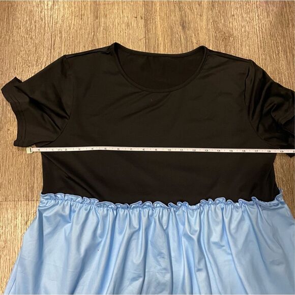 New Fashion Blue and Cheetah Print Tiered Dress L New - Picture 6 of 6